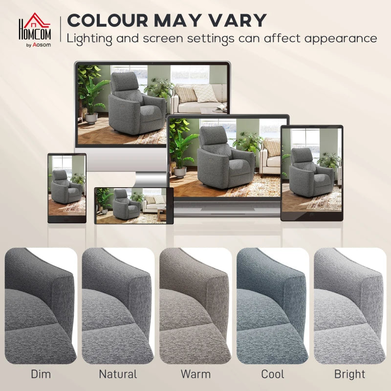 Power Recliner Chair, Linen-look Fabric Upholstered Recliner Chair with USB Ports, Footrest, Dark Grey