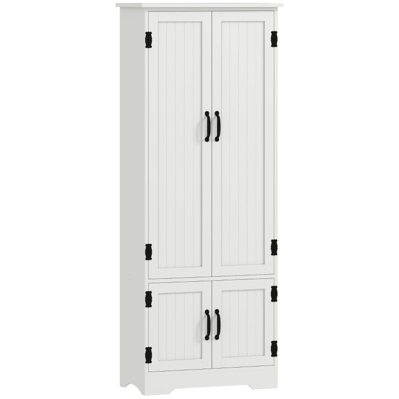 60" 4-Door Storage Cabinet Multi-Storey Large Space Pantry with Adjustable Shelves White