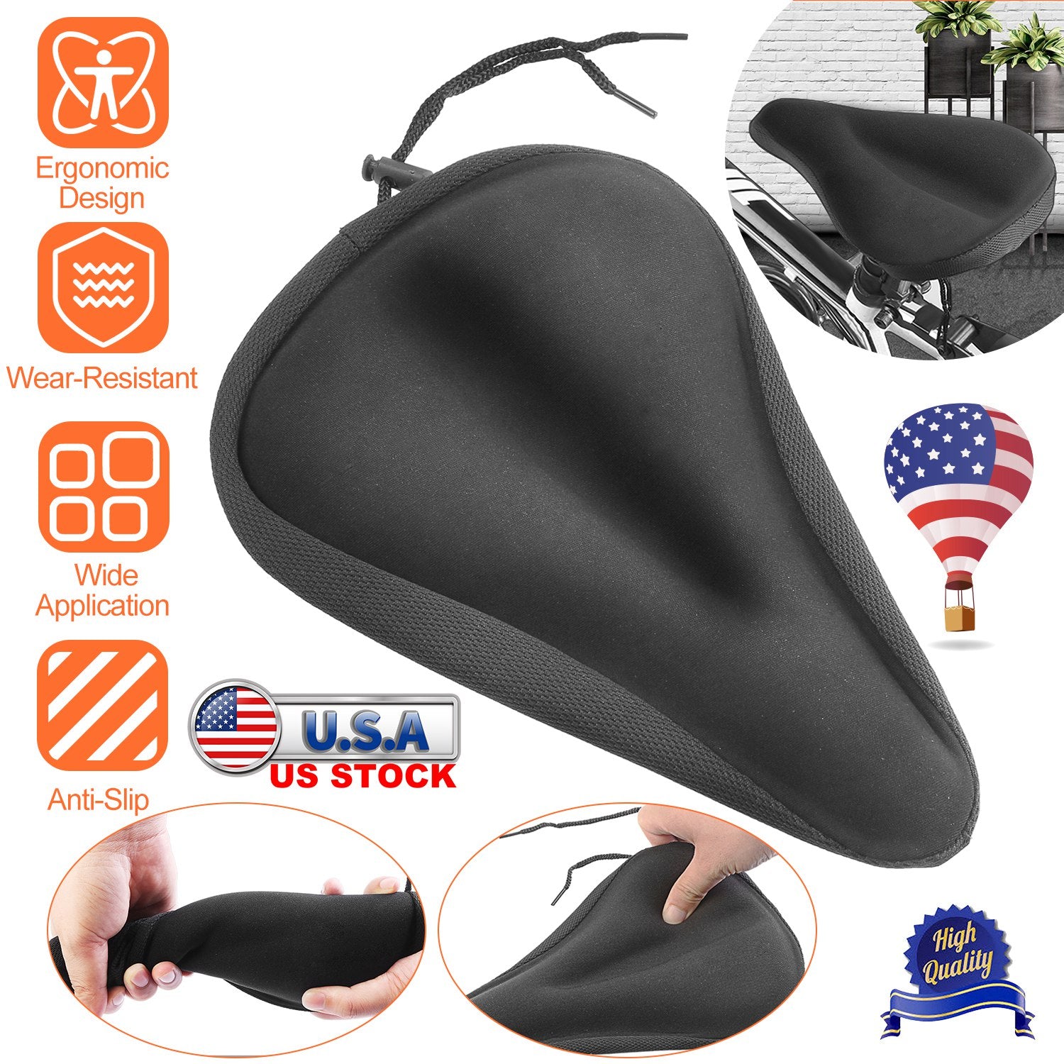 Bike Seat Cover Anti-Slip Comfortable Bicycle Padded Saddle Cover Wear Resistant Soft Gel Cushion For Narrow Bike Seats Mountain Bike Seat 