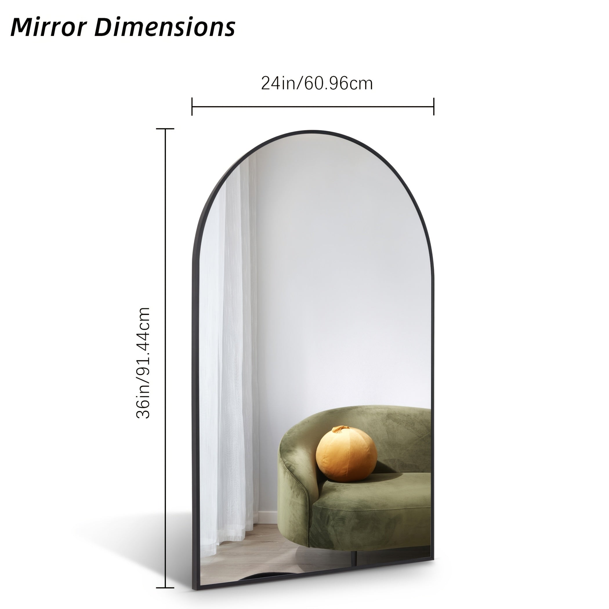 Black Arched Mirror, Matte Black Bathroom Mirror with Metal Frame, Wall Mounted Mirrors Modern Dresser Mirror for Bedroom Living Room Entryway 