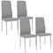 HOMCOM Set of 4 Modern Faux Leather Dining Chairs with Steel Legs for Kitchen Comfortable Design Grey