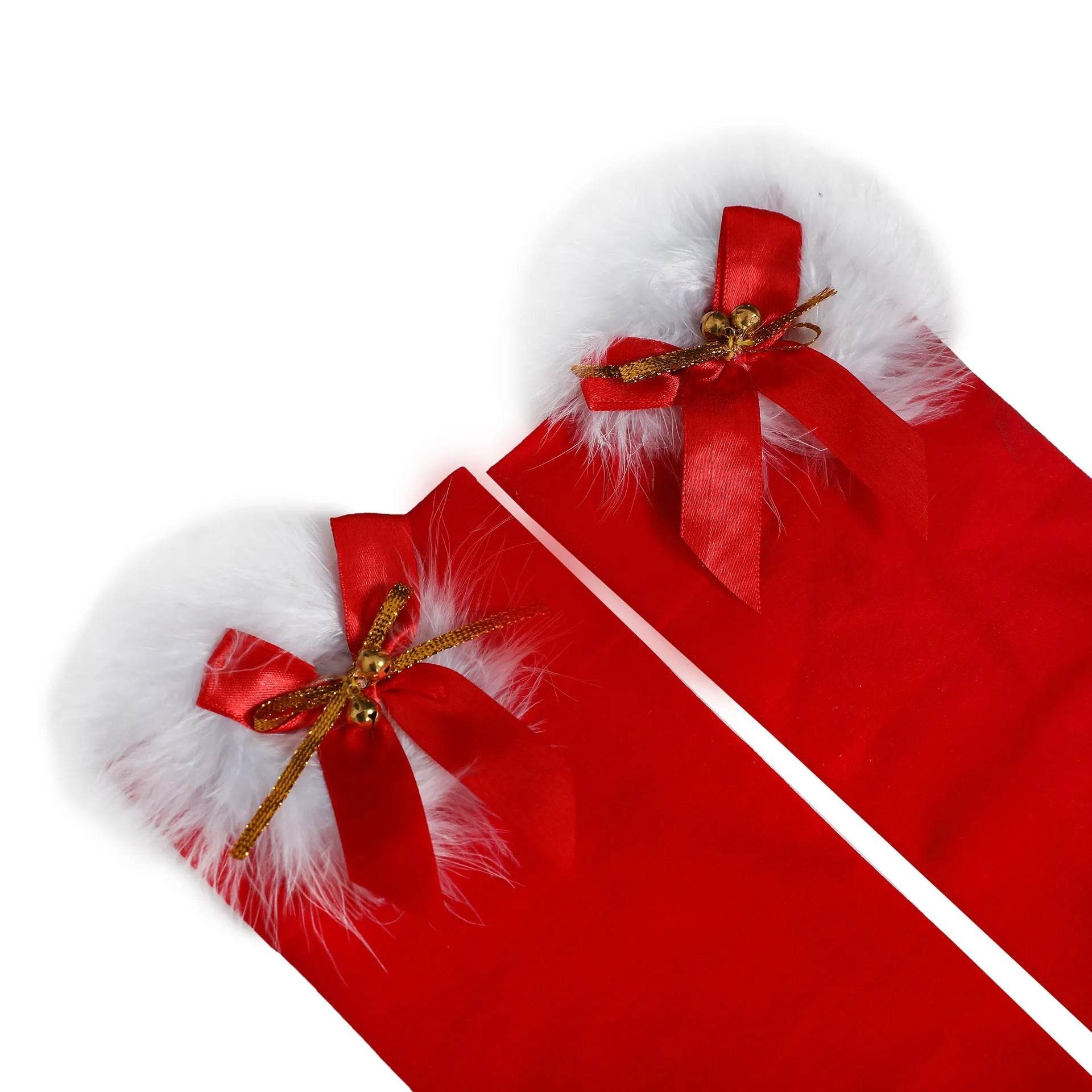 Thickened Women's Red Long Bow Christmas Stockings 