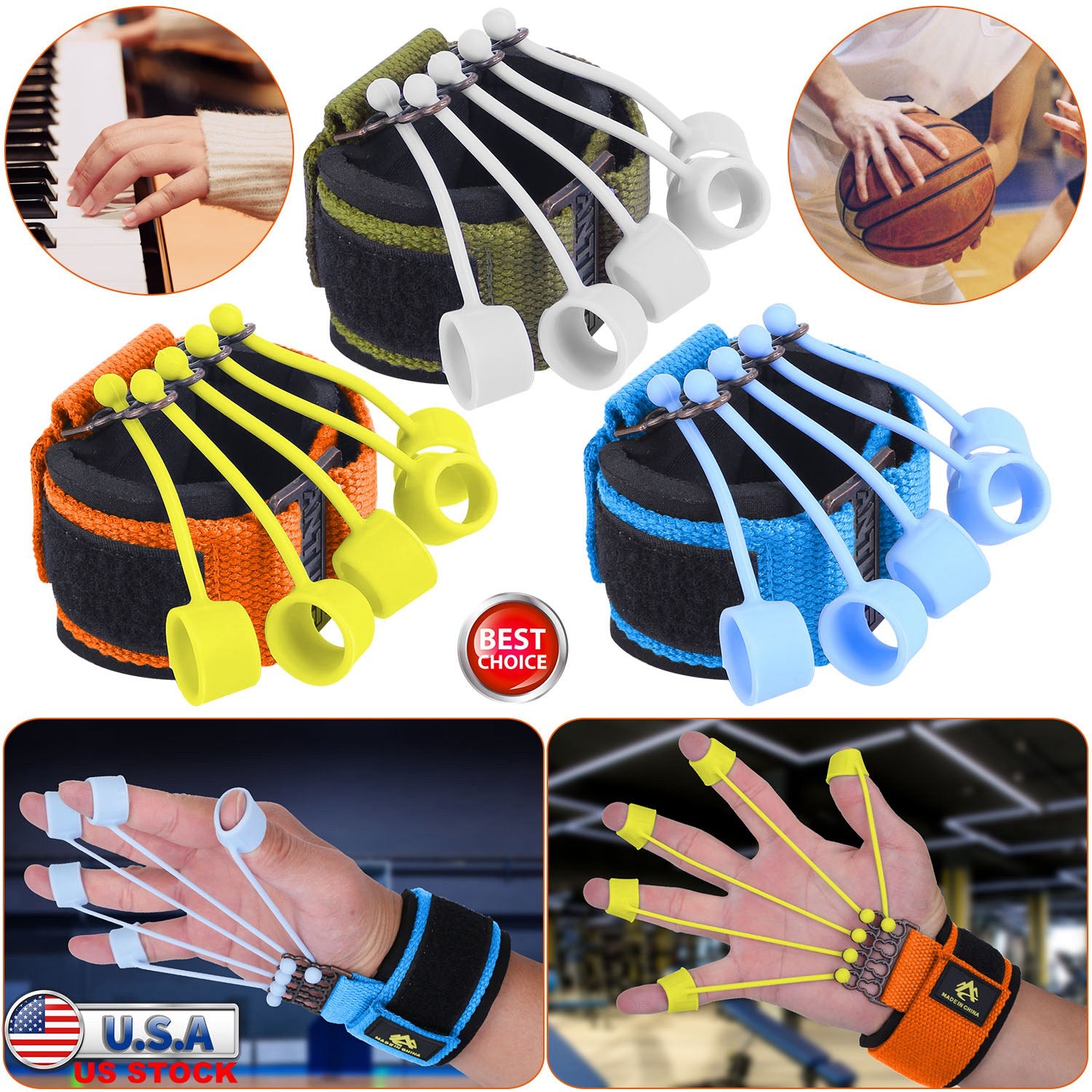 Finger Exerciser Hand Grip Strength Trainer for Athletes Musicians Physical Therapy Finger Resistance Band 