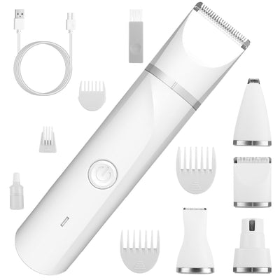 4 In 1 Electric Pet Dog Cat Grooming Kit Cordless Rechargeable Pet Hair Trimmer Shaver Set Low Noise Nail Grinder with 4 Guide Combs 