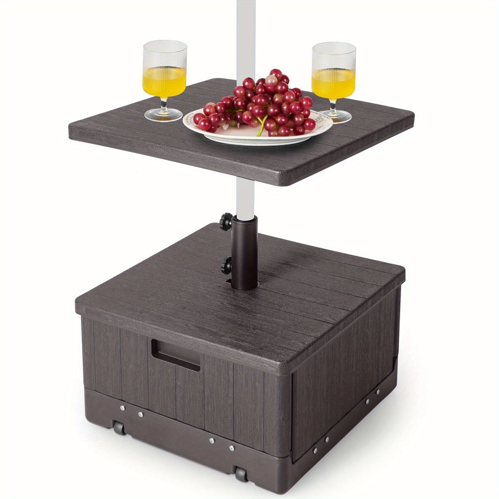 Multigot Patio 175lbs Fillable Umbrella Base w/Table Tray Wheeled 3-in-1 Stand Outdoor 