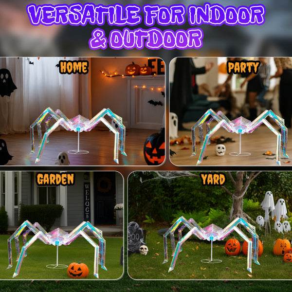 3ft Prism Spider, Illusion, 340 Purple Copper Wire Light, 4.5V 3.6W Halloween Standing Decoration US Specification 