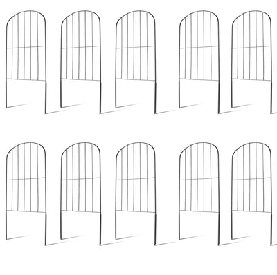 10Pcs Decorative Garden Fence Rustproof Iron Wire Arched Fence Animal Barrier Border 12.59” Width 23.93” Length For Yard Landscape Patio Outdoor Decor 