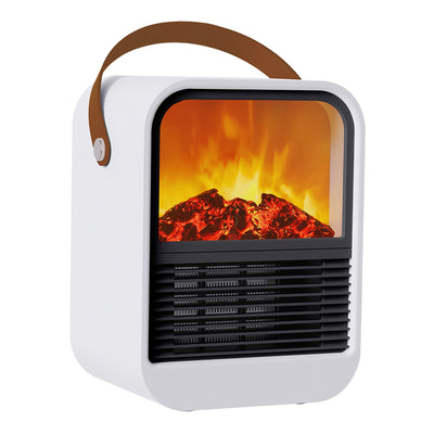 1500W Portable Electric Fireplace Heater 2 Gear Temperature PTC Ceramic Space Heater with Realistic Burning Flame Overheating Tip Over Protection 3S H 