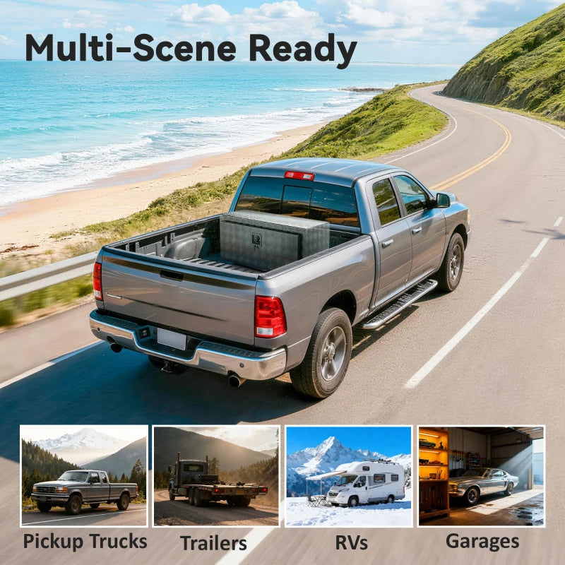 Heavy Duty Aluminum Truck Bed Tool Box, 36 Inch Wavy Plate Tool Box Chest, Waterproof Storage Toolbox Chest Organizer