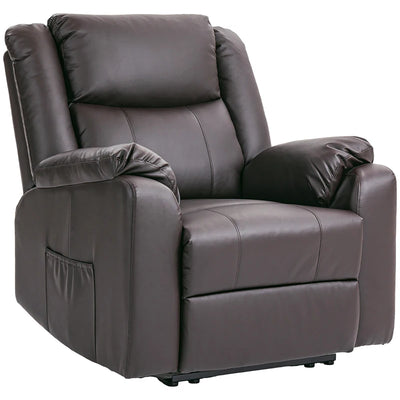 HOMCOM PU Leather Reclining Chair, Recliner Chair for Living Room with Footrest and 2 Side Pockets, Brown 