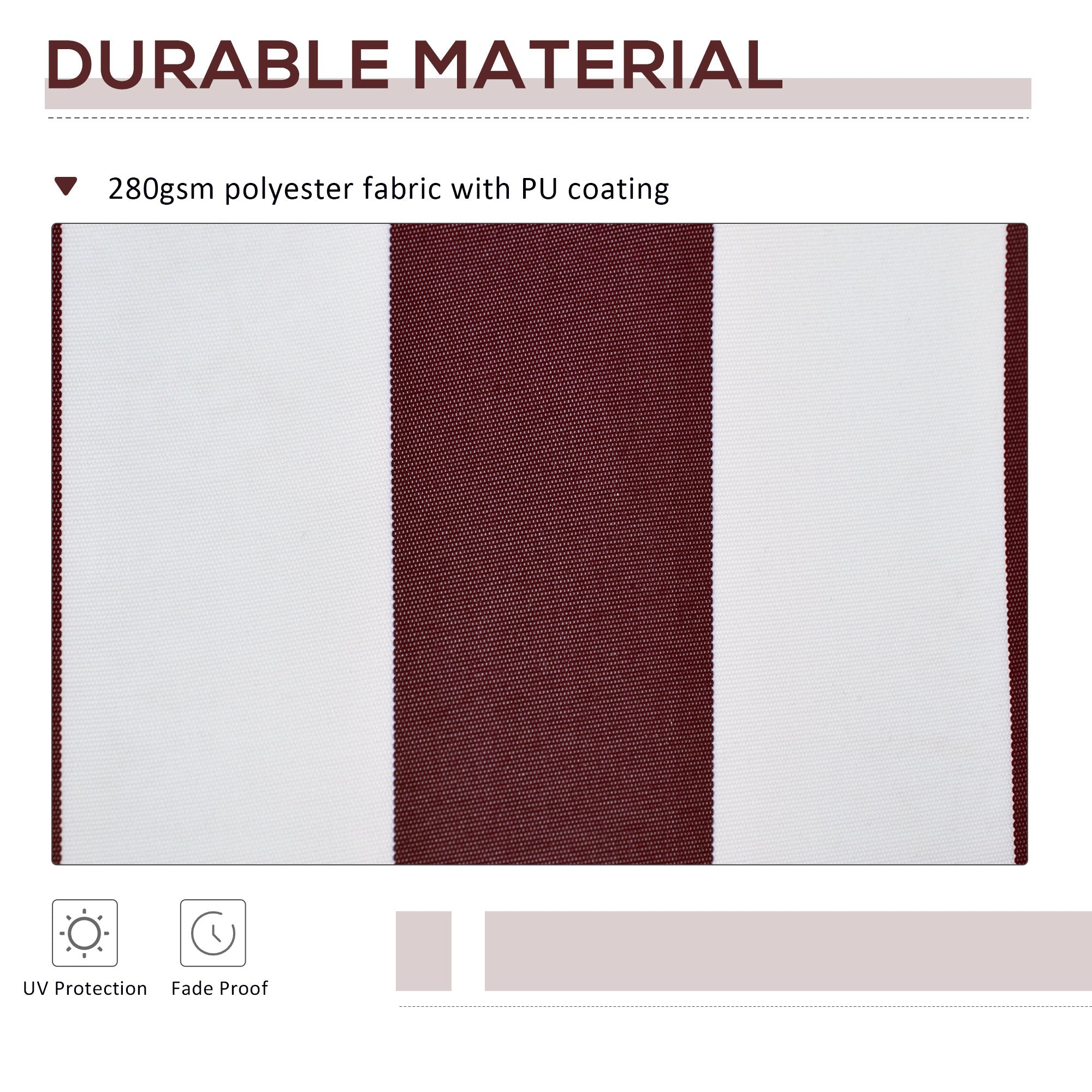 Outsunny Outdoor Sunscreen Cover: 9'x8' Retractable Fabric Replacement with UV Blocking, Red White 