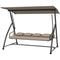 Outsunny 3 Seater Porch Swing Convertible Swing Chair Bed Cushioned Light Brown
