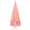 HOMCOM 6 Foot Prelit Snow Flocked Artificial Christmas Tree with Pencil Shape, 500 Pine Realistic Branches, Warm White LED lights