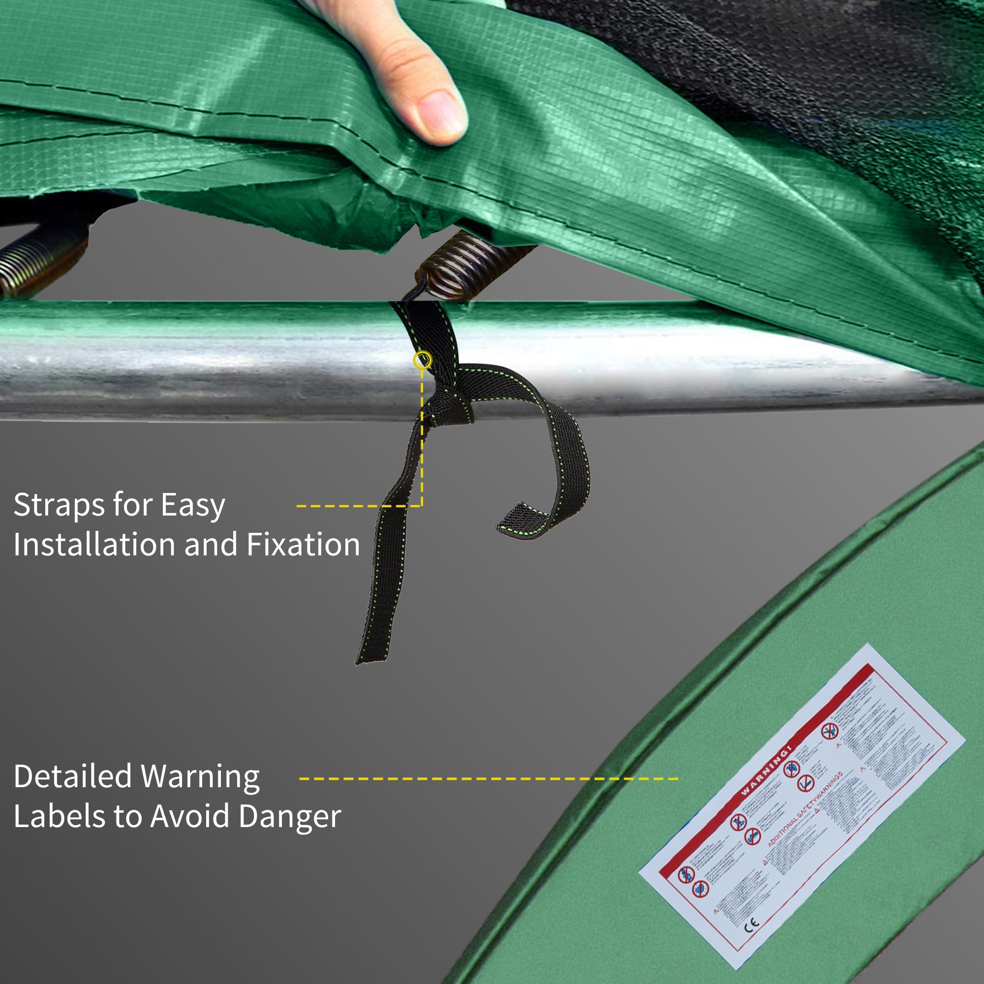 HOMCOM Φ12ft Trampoline Safety Pad Spring Cover Replacement Gym Bounce Green 