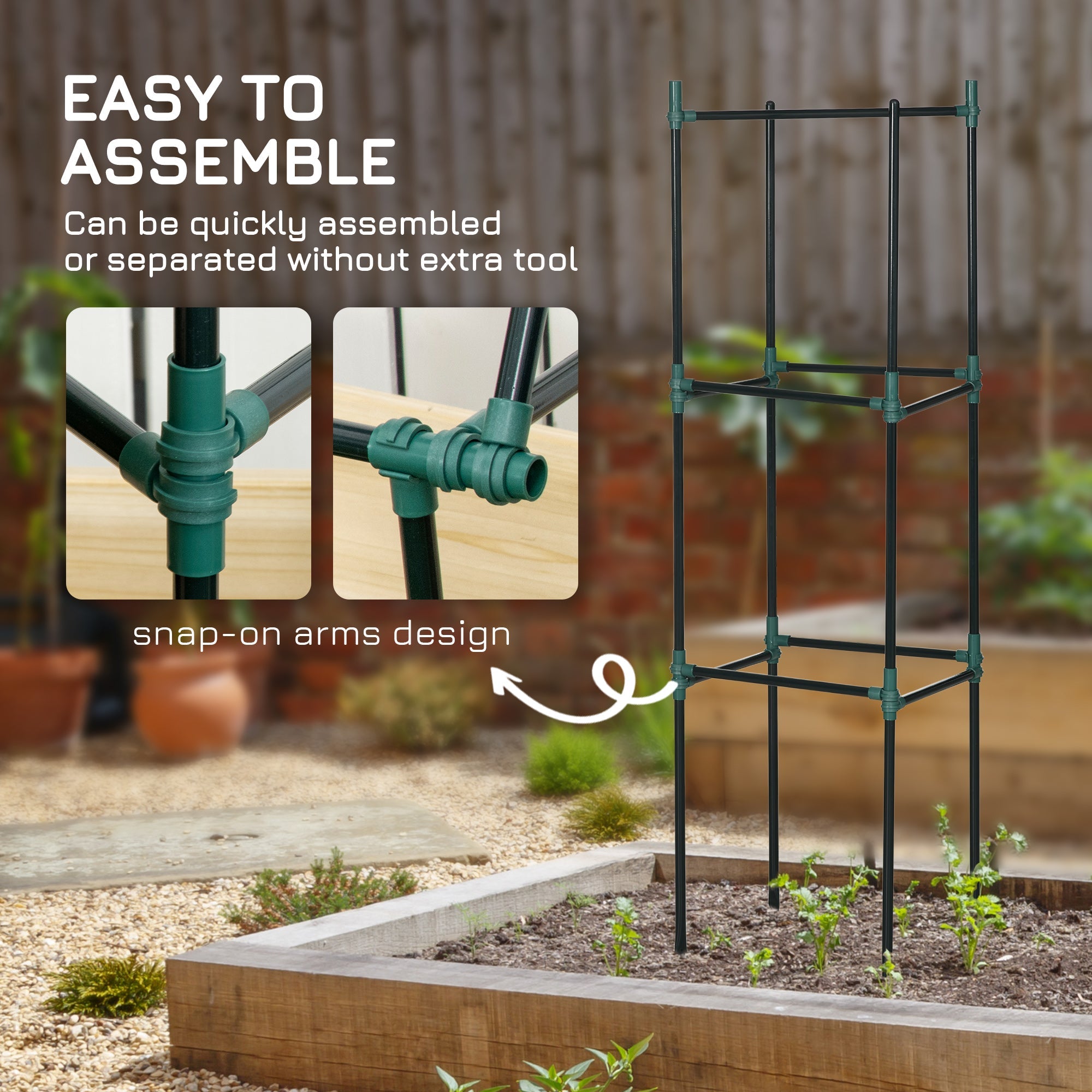 Outsunny 3 Pack Tomato Cage Set, DIY Tomato Plant Support Trellis, Tomato Trellisfor Climbing Vegetables, Flowers and Fruits, Dark Green 
