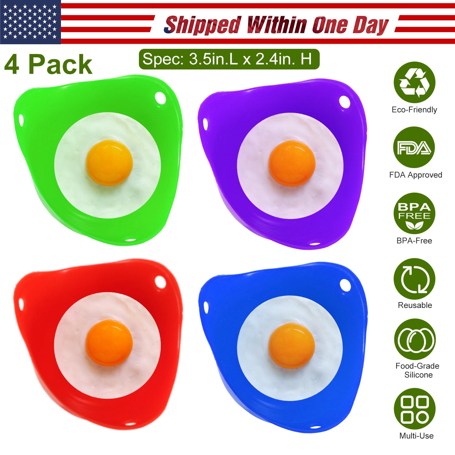 4 Pack Egg Poachers Silicone Egg Poaching Cups BPA Free Non-Stick Poached Egg Maker for Microwave Stovetop Egg Cooking