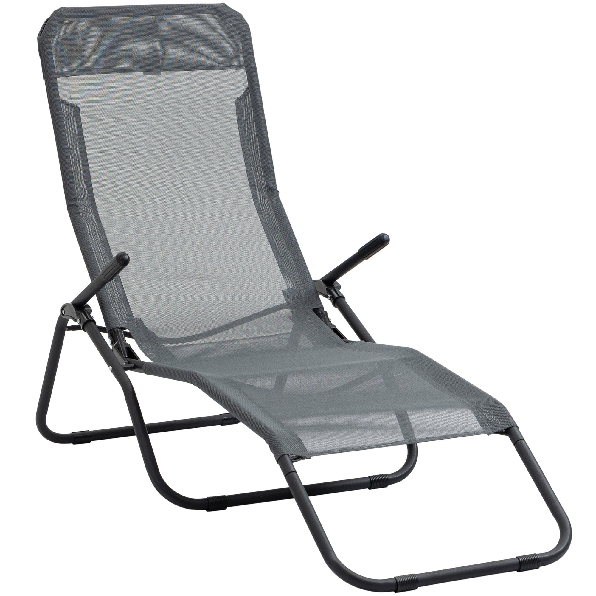 Outsunny Mesh Tranquility: Zero Gravity Lounge Chair Recliners, Folding Rocking Chair, Outdoor Chaise Lounge for Beach, Poolside, Grey 