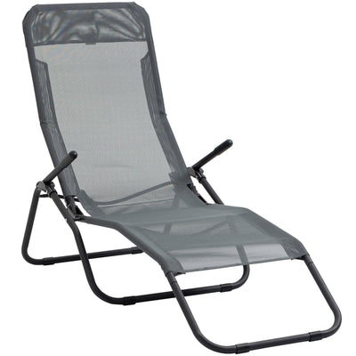 Outsunny Mesh Tranquility: Zero Gravity Lounge Chair Recliners, Folding Rocking Chair, Outdoor Chaise Lounge for Beach, Poolside, Grey 