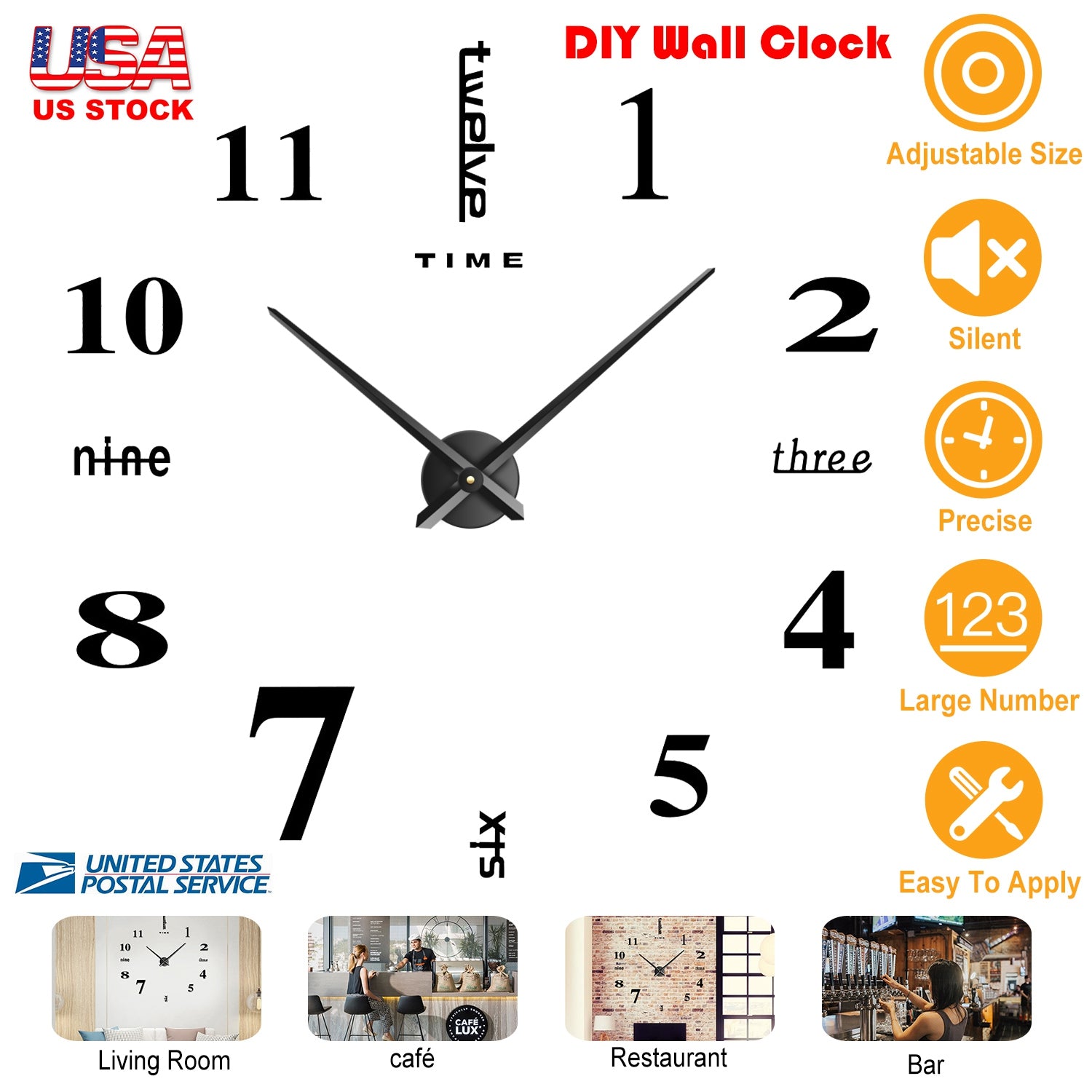 DIY Wall Clock 3D Mirror Surface Sticker Modern Art Wall Clock Home Office Decors Big Number Watch 