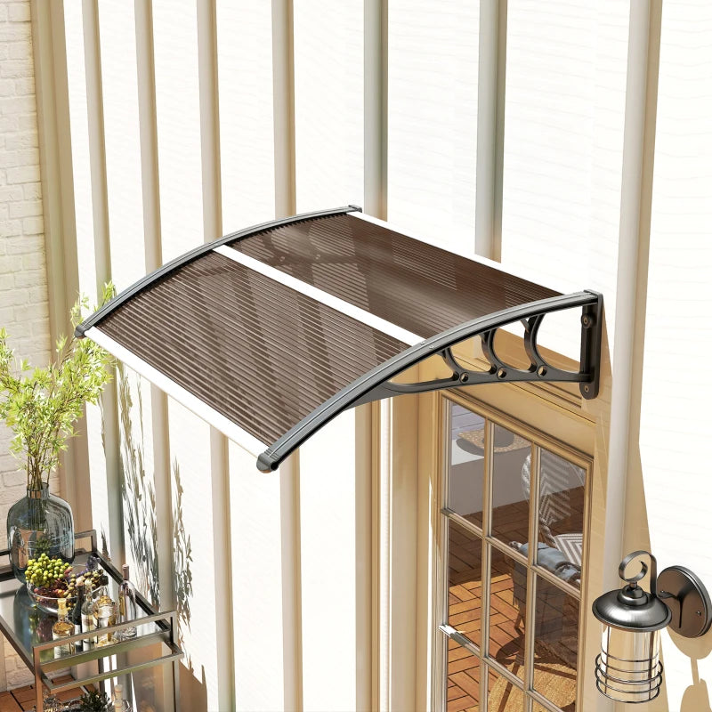 Window Awning Door Canopy, Polycarbonate Cover Patio Awnings, 30" x 50", Brown