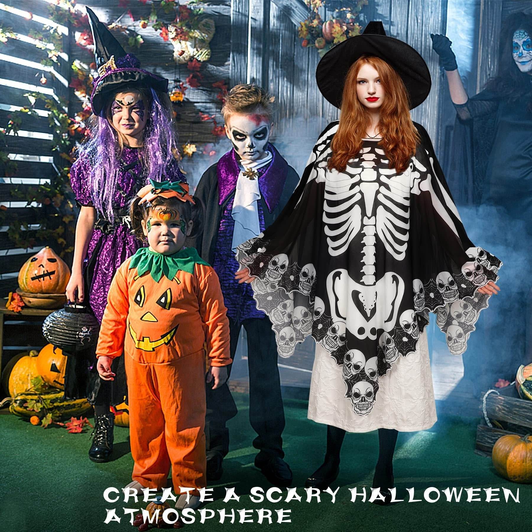 Halloween Lace Poncho Plus Size Halloween Skeleton Cape Day Of The Dead Costumes For Women 59 Inches X 59 Inches -Selling On Amazon Is Prohibited 