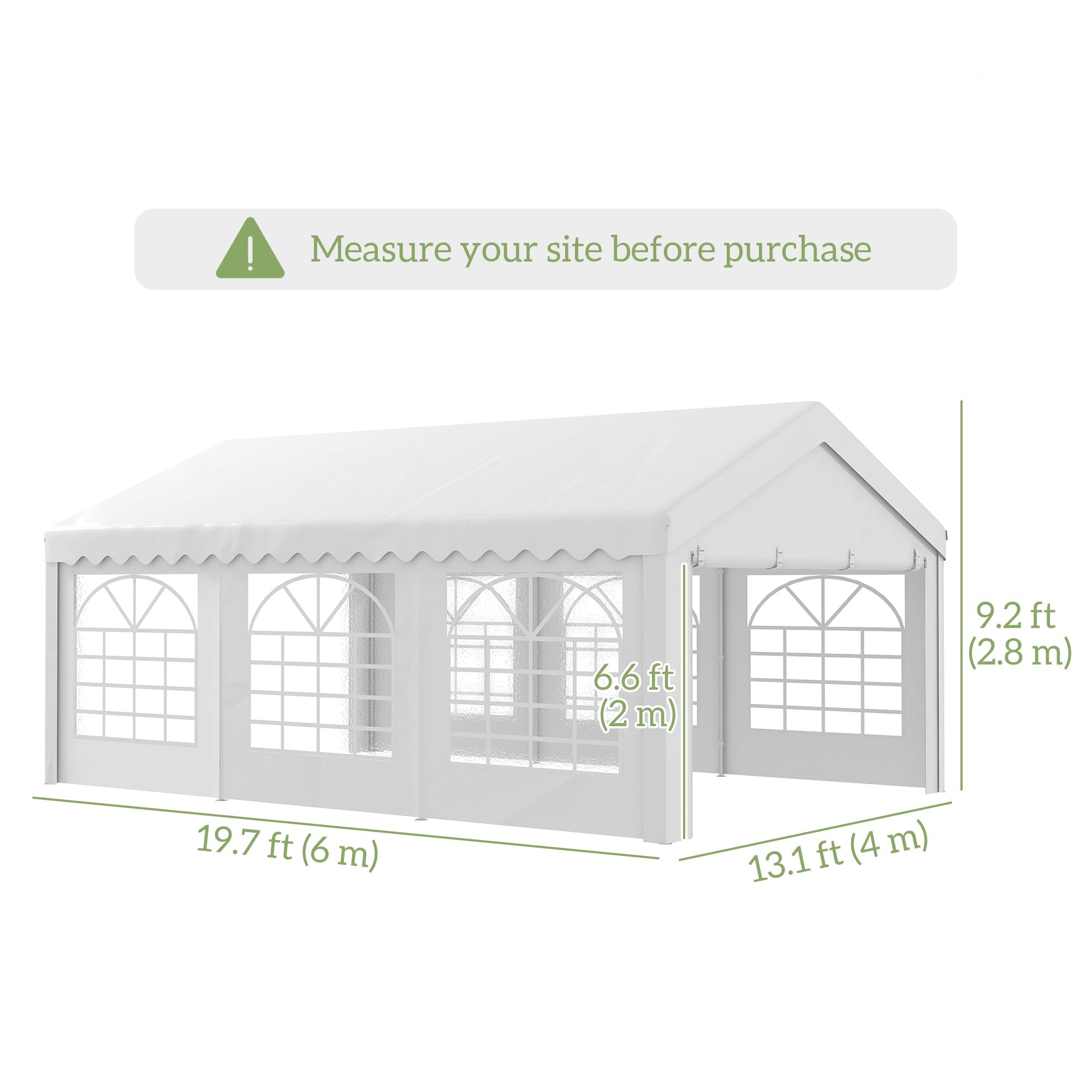 Outsunny 20'x13' Heavy Duty Portable Carport Garage Canopy Sun Shelter White with Sidewalls 