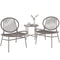 Rattan Bistro Set, 3 Pieces Wicker Patio Furniture Set, Acapulco Chairs and Steel Table for Porch, Balcony, Light Grey
