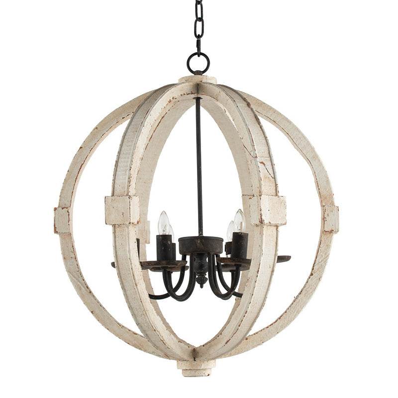 6 - Light Wood Chandelier With Adjustable Chain For Kitchen, Dining Hall Entrance, Bulb Not Included 