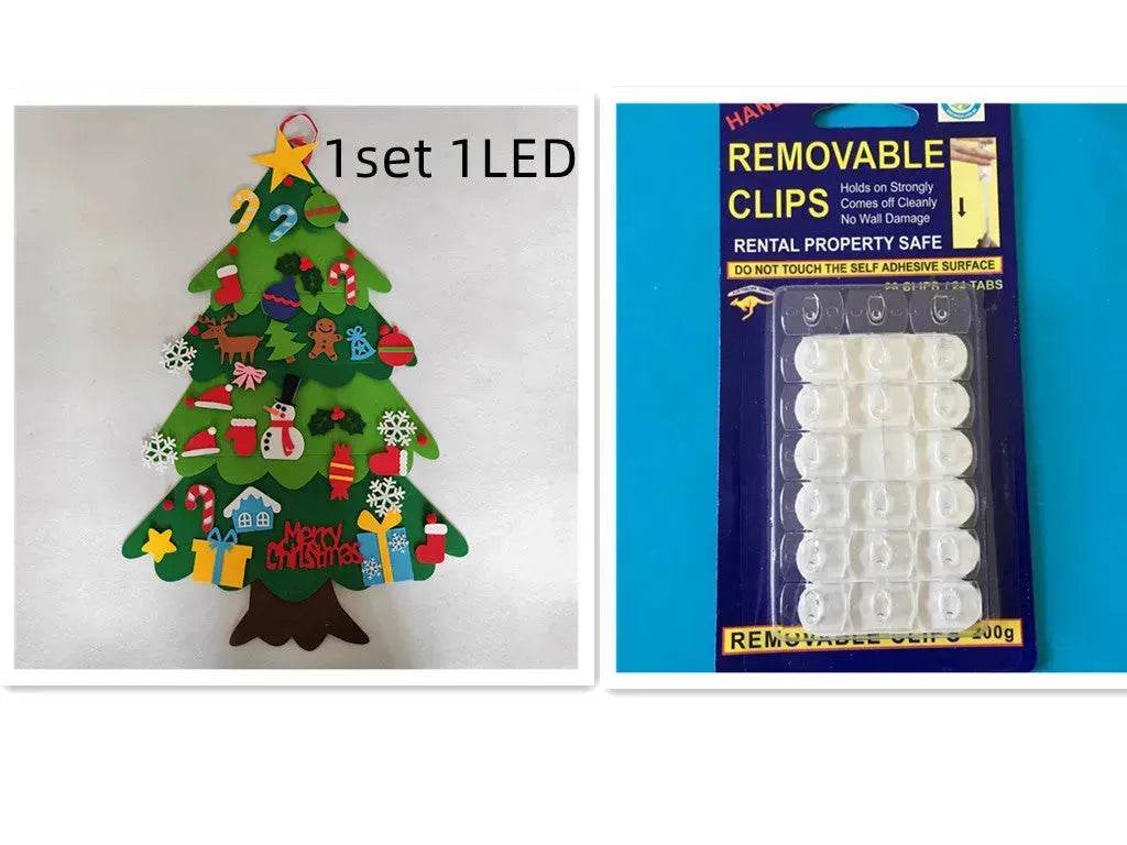 DIY Felt Christmas Tree New Year Toddler Kids Handmade Gift Toys Door Wall Hanging Ornaments Holiday Party Home Decor Set 