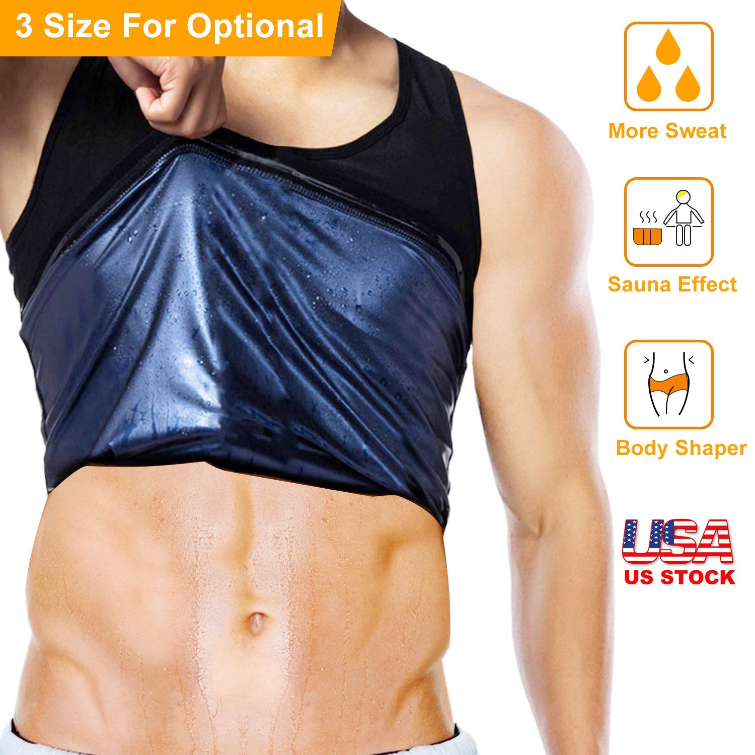 Men Sweat Vest Waist Trainer Shaper Heat Trapping Pullover Sweat Gym Vest Slimmer Sauna Suits Sweat Body Shaper Vest