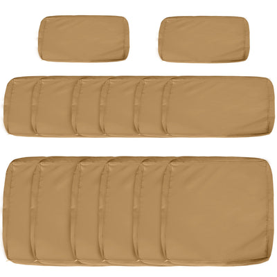 Outsunny 14pc Beige Patio Rattan Sofa Set Outdoor Cushion Cover Replacement Set Polyester Fabric 