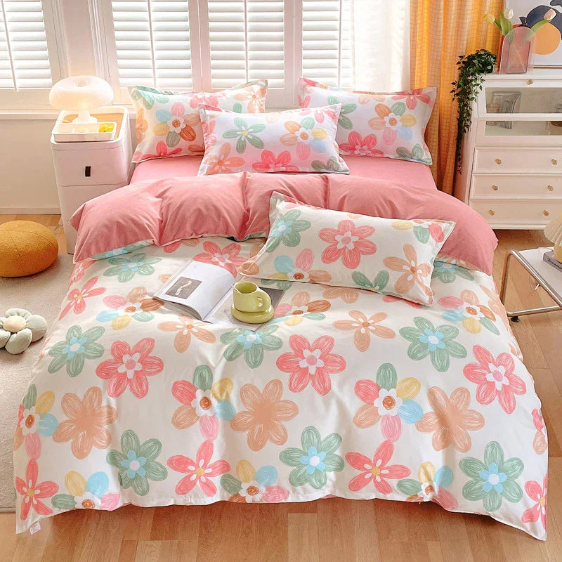 3 Piece Spring Floral Duvet Cover Set For Women Adults Home Bedroom Flowers Bedding Set With 2 Pillowcases Twin Full Queen King Size 