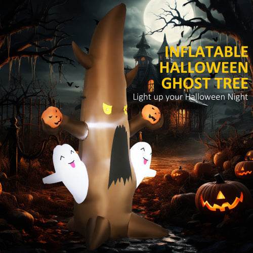 5 Halloween Inflatables Outdoor Decorations Ghost Tree With Pumpkins, Blow-Up LED Yard Decor Indoor Outdoor For Garden, Lawn, Party, Holiday 