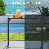 Bar Height Outdoor Table with Built-In Bottle Opener, Patio Bar Table with Wood Grain Plastic Top, 47.2" x 15" x 39"