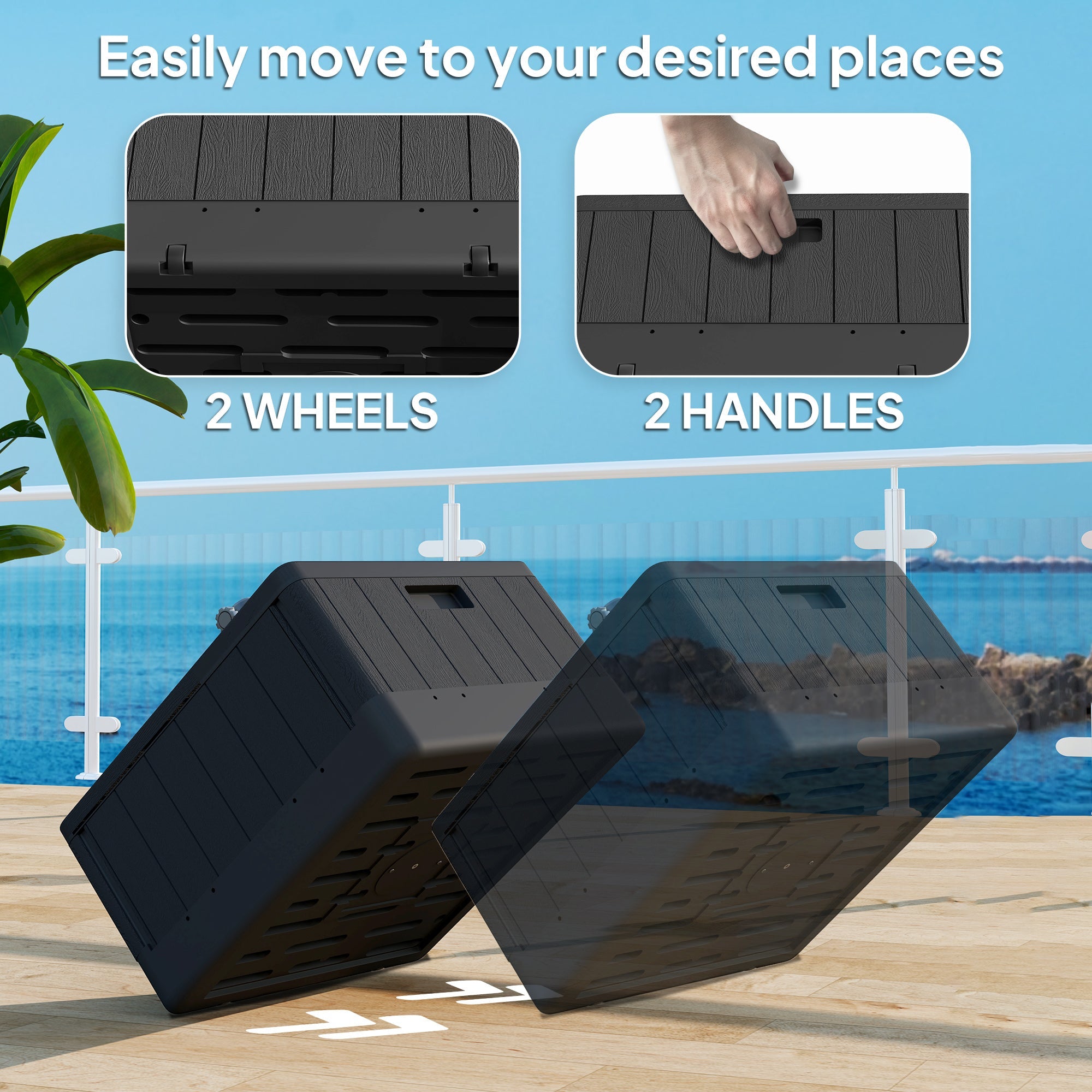 Outsunny Patio Umbrella Base Outdoor Umbrella Stand with Wheels Handles, Patio Umbrella Stand, Filled Up to 176lbs with Stand or 110lbs with Water for Garden, Poolside, Black 