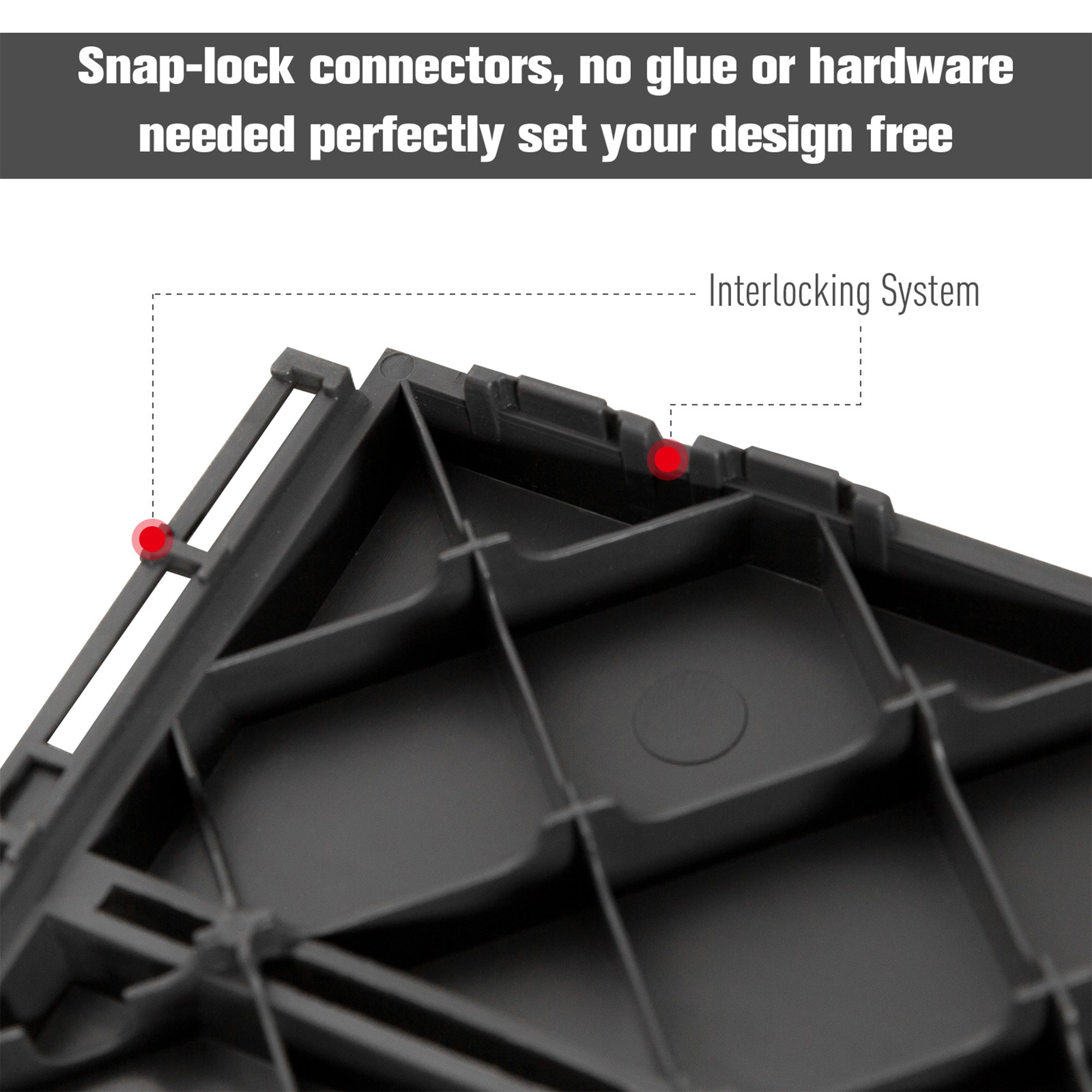 Outsunny 9 Pcs PP Interlocking Composite Deck Tile, 12" x 12" Outdoor Flooring Tiles for Indoor and Outdoor Use, Black 