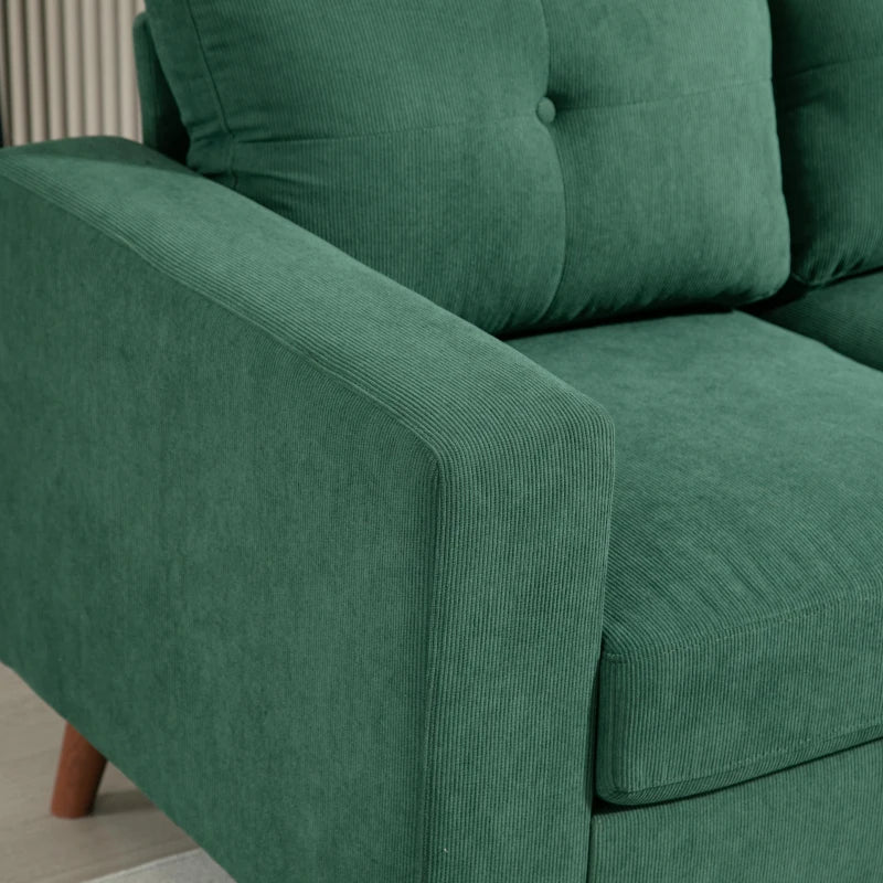 Sectional Sofa with Changeable Chaise Lounge, 3 Seat L-Shaped Sofa, Upholstered Couch for Small Space, Dark Green