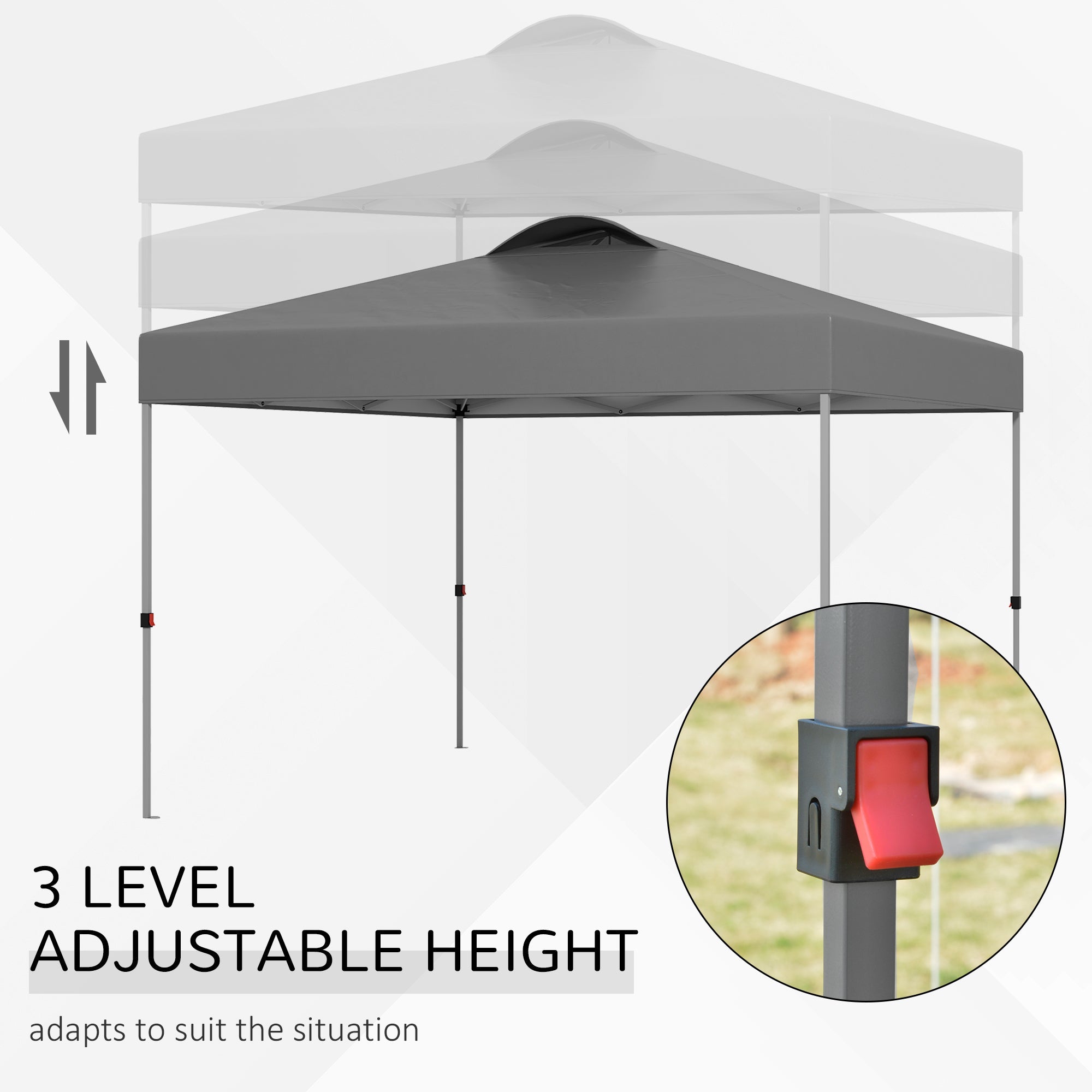 Outsunny 10' x 10' Pop Up Canopy Tent with Airy Top Vents and Wheeled Carry Bag for Outdoor, Garden, Patio, Dark Grey 