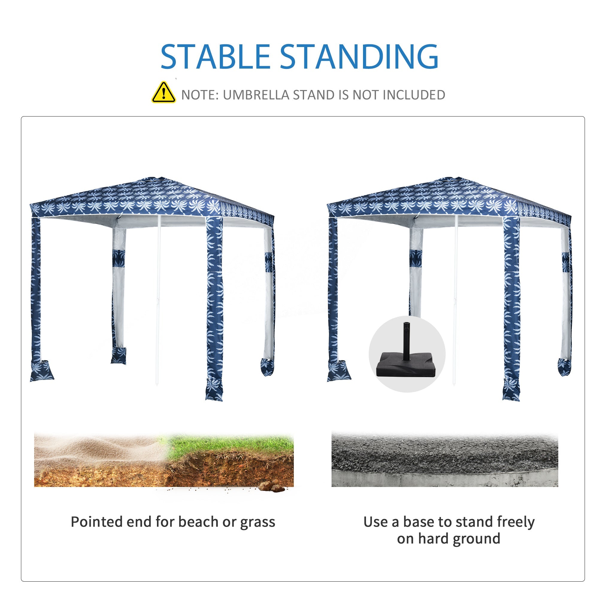 Outsunny Beach Umbrella, 6.5' Easy-Assembly Sun-Shade Shelter with Sandbags and Carry Bag, Cool UV50+, Dark Blue 