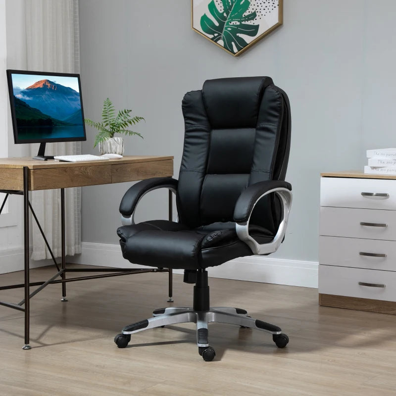 High Back Executive Office Chair Adjustable Desk Seat Swivel PU Leather Computer Chair with Padded Armrests