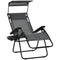 Outsunny Outdoor Zero Gravity Reclining Lounger Chair with Canopy Shade, Side Tray, Cupholder, Light Grey