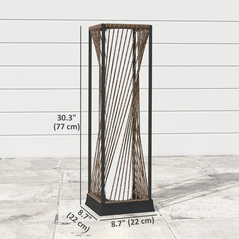 Rattan Solar Floor Lamp, Decorative Outdoor Lamp with Auto On/Off LED Lights, IP44 for Patio, Porch, Pathway, Brown