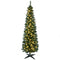 HOMCOM 7' Tall Pre-Lit Slim Noble Fir Artificial Pencil Christmas Tree with 200 Warm White LED Lights and 499 Tips, Green