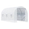 Outsunny Portable Walk-in Tunnel Greenhouse 14.8x6.6x6.6ft with Door and Ventilation Window for Garden Plant Growing White