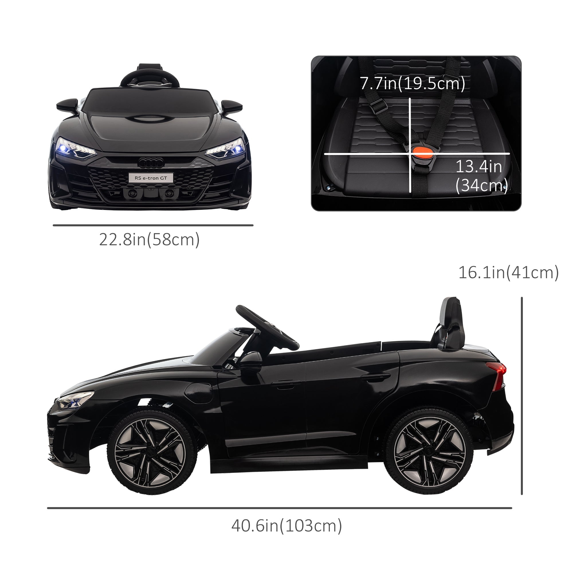 Aosom Kids Ride On Car 12V Battery Powered Remote Control Suspension Horn Music Lights Electric Toy Vehicle Black 