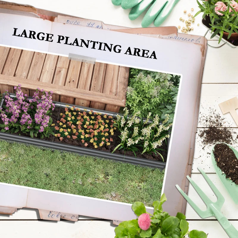8'x2'x1' Galvanized Raised Bed, Large Elevated Planter Box for Growing Flowers, Herbs and Vegetables, Dark Grey