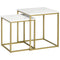Homcom White Nesting Side Tables: 2-Piece Square Stacking Set with Metal Frame for Living Room/Bedroom