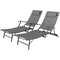 Outsunny Set of 2 Chaise Lounge Chairs, Folding Tanning Chair with Pillow, Outdoor Sun Lounger for Patio, Garden, Beach, Grey