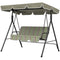 Outsunny 3-Seater Porch Swing with Adjustable Canopy - Outdoor Patio Swing Chair, Garden, Poolside, Green/Brown