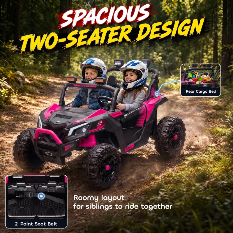 24V 2-Seater Kids Electric UTV Ride-On Truck – Dual 120W Motors, Remote Control, 4-Wheel Suspension & Storage Bed